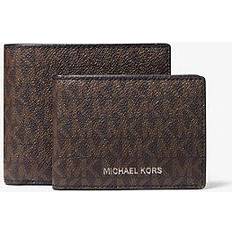 Michael Kors Logo Billfold Wallet With Passcase - Brown