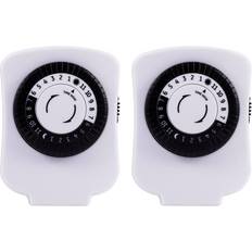 GE 24-Hour Heavy Duty Indoor Plug-in Mechanical Timer, White, 2 Pack