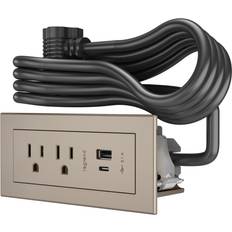 Legrand Power Strips & Extension Cords Legrand 6 ft. Cord 15 Amp 2-Outlet and 2 Type A/C USB Radiant Furniture Power Strip in Nickel