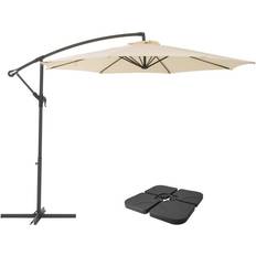 Cantilever parasol base CorLiving 9.5' 9.5' UV Resistant Offset Cantilever Patio Umbrella with Base Weights Warm