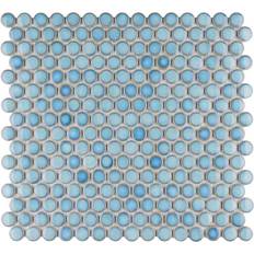 Merola Tile Hudson Penny Round Marine 12 12-5/8 5 Porcelain Mosaic Tile 10.74 sq. case, Marine