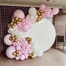 Macaron Pink Balloon Metallic Gold Balloon Ivory White Balloon 133Pcs-Balloon Arch Garland Kit for Baby Shower,Wine Party,Fiesta,Birthday,Wedding,Christmas,Reception and Engagement