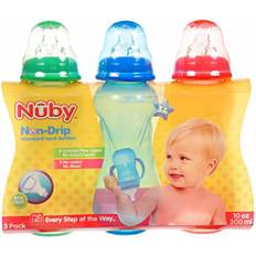 Nuby Baby Bottle Nuby 3-Pack Non-Drip Standard Neck Bottles, 10 Ounce, Colors May Vary