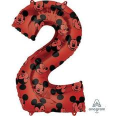 Mayflower 33" Anagram Number 2 Red Mickey Mouse Foil Balloon, Multicolor