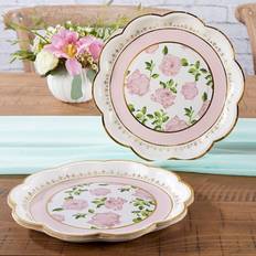 Tea Time Whimsy 9 in. Premium Paper Plates Pink (Set of 16) (Default Title)