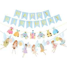 Meant2Tobe Fairy Birthday Decoration Flower Fairies Girls Birthday Banner