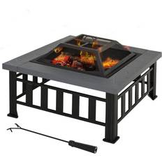 OutSunny Burning Firepit Bowl with Spark Screen 32"