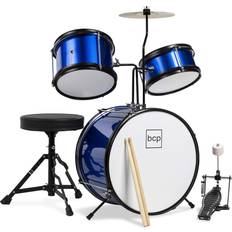 Best Choice Products 3-Piece Junior Drum Set with Throne Pedal Drumsticks Blue