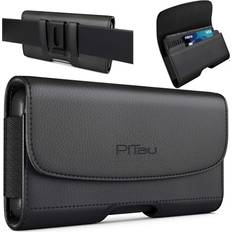 Mobile Phone Cases PiTau Cell Phone Holster Designed for iPhone Xs Max, iPhone 8 Plus, 7 Plus, 6s Plus Belt Clip Case, Premium Leather Holster Pouch Case with ID Card Holder Fits Apple iPhone with Other Case on Black