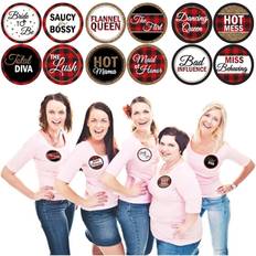 Red Photo Props, Party Hats & Sashes Flannel Fling Before The Ring Buffalo Plaid Bachelorette Party Name Tags Party Badges Sticker Set of 12
