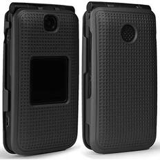 Wallet Cases Case for Alcatel Go Flip V, Nakedcellphone [Black] Protective Snap-On Cover [Grid Texture] for Alcatel Go Flip, MyFlip 4G, QuickFlip, AT&T Cingular Flip 2, (A405DL, 4051s, 4044, A405)