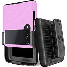 Pink flip phone BELTRON Case with Clip for Galaxy Z Flip 3 5G, Slim Fit Tough Protective Cover with Rotating Belt Hip Holster Combo and Built in Kickstand for Samsung Galaxy Z Flip3 (SM-F711 2021) Pink Lavender