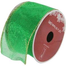 Northlight Seasonal 12pk. Green Wired Christmas Ribbon Green