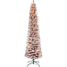 Puleo International 6.5' Pre-Lit Flocked Fashion Pencil Christmas Tree