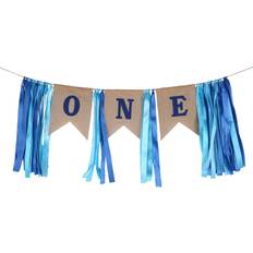 Tilious 1st Birthday Decorations,Baby Boy's First Birthday Banner,Burlap Highchair Banner for 1st Birthday boy Decorations (Blue)