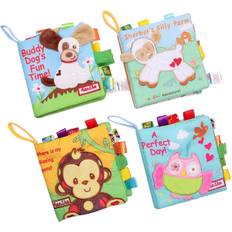 Activity Books HanShe Baby Soft Book Cloth Book Set 4 Pack Crinkle Book Educational Learning Toy for Infant Fabric Baby Activity Crinkle Book for Infants Toddler for boy Girl Unisex