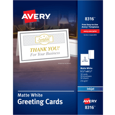 Avery ï¿½ Printable Greeting Cards With Envelopes, Half-Fold, 5.5" x 8.5" Matte White, 30 Blank Greeting Cards