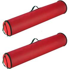 2 Pack Red 40 Inch Christmas Wrapping Paper Storage Bag Tube Handle Zipper