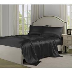 280 Thread Count Satin Charmeuse Bed Sheet Black