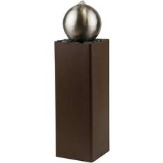 Alpine Corporation 37" Indoor/Outdoor Metal Orb Fountain with River Rock Stones Brown/Silver