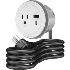 Legrand Power Strips & Extension Cords Legrand 6 ft. Cord 15 Amp 1-Outlet and 2 Type A/C USB Round Furniture Power Strip in White