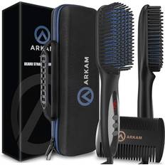 Shaving Accessories Arkam Deluxe Beard Straightener for Men Ionic Beard Straightening Comb Anti-Scald Feature Portable Premium Travel Case & Beard Comb Included