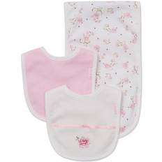 Drool Bibs Little Me Baby Girl Rose Bib and Burp Set White