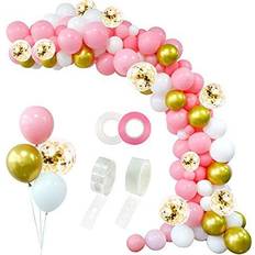 RUBFAC 110pcs White Pink Gold Balloon Garland Arch Kit Gold Confetti Balloons for Birthday Shower Wedding and Christmas Decorations