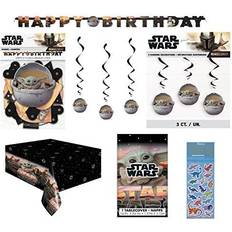 Star Wars Mandalorian The Child Birthday Party Supplies Decoration Bundle includes Happy Birthday Banner Hanging Decorations Table Cover