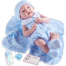 Soft Toys La Newborn 15" Real Boy Baby Doll Blue Knit Outfit