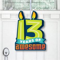 Big Dot of Happiness Boy 13th Birthday Hanging Porch Official Teenager Birthday Party Outdoor Decorations Front Door Decor 1 Piece Sign
