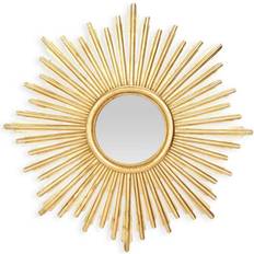 Round Antique Gold Metal Laurel Wreath Wall Mirror