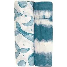 Crane 2-Pack Caspian Swaddle Blankets In Blue/white Blue 0-24 Months