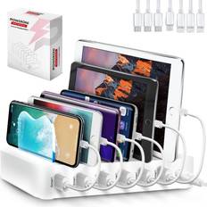 Iphone 6 charger Poweroni USB Charging Dock 6-Port Fast Charging Station for Multiple Devices Apple Multi Device Charger Station Compatible with Apple iPad iPhone and Android Cell Phone and Tablet