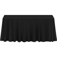 Plates, Cups & Cutlery Lann's Linens 90" x 132" Premium Tablecloth for Wedding Banquet Restaurant Rectangular Polyester Fabric Table Cloth Black