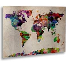 Trademark Fine Art Michael Tompsett 'Watercolor World Map' Framed Art 22x16"