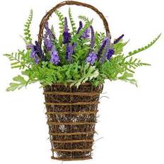 Hanging wall baskets National Tree Company Artificial Hanging Wall Wicker Decorated with Astilbe Flowers Ferns Basket
