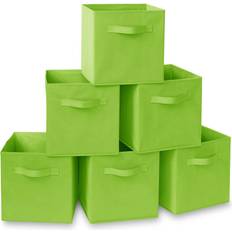 Casafield Set of 6 Collapsible Fabric Cube Storage Bins, Lime