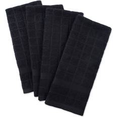 Kitchen Towels DII Solid Windowpane Terry Kitchen Towel Black