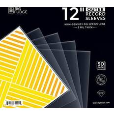 Music Big Fudge Record Outer Sleeves 12” Durable Wrinkle-Free Crystal Clear Storage 50 Pack (Vinyl)