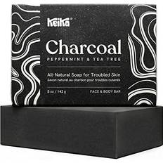 Facial Cleansing Charcoal Black Soap Bar with Shea Butter for Face Acne Blackheads Eczema Psoriasis