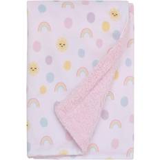 NoJo Happy Days Rainbows, Sun and Polka-Dot Super Soft Sherpa Baby Blanket Bedding Pink