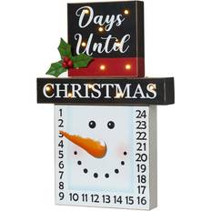 GlitzHome Wooden Christmas Snowman Countdown Calendar, 15" Multi