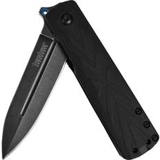 Outdoor Knives Kershaw Barstow 3960; All Black Pocket with 3 Spear Point Blade; Features Opening, Secure