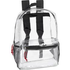 Trailmaker Unisex Clear Backpack with Reinforced Straps & Front Accessory Pocket for School Security Sporting Events Black