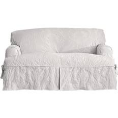 Cushion Covers Sure Fit Matelasse Damask T-Loveseat Cushion Cover White