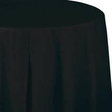 Black round table cloths Black Round Plastic Tablecloths 3 Count