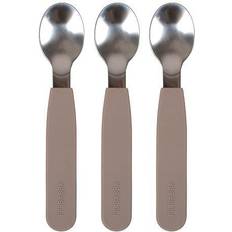 Rustfritt stål Barnebestikk Filibabba Silicone Spoons 3-pack Warm Grey