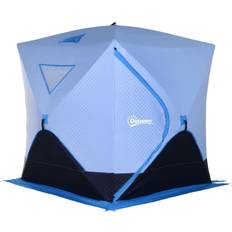 Outsunny 2 Person Insulated Ice Fishing Shelter Pop-Up Portable Ice Fishing Tent with Carry Bag and Anchors for -22°F - Dark Blue