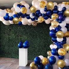 Garlands OuMuaMua 127Pcs Navy Blue Gold Balloon Arch Garland Kit, Navy White Gold Confetti Balloons with Balloon Accessories for Graduation Party Baby Shower Wedding Birthday Class of 2022 Prom Decorations